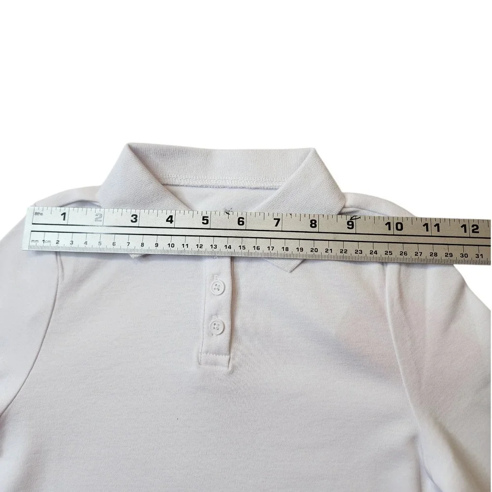 Justice‎ Girls White Long Sleeve Polo Shirt Uniform Size XS